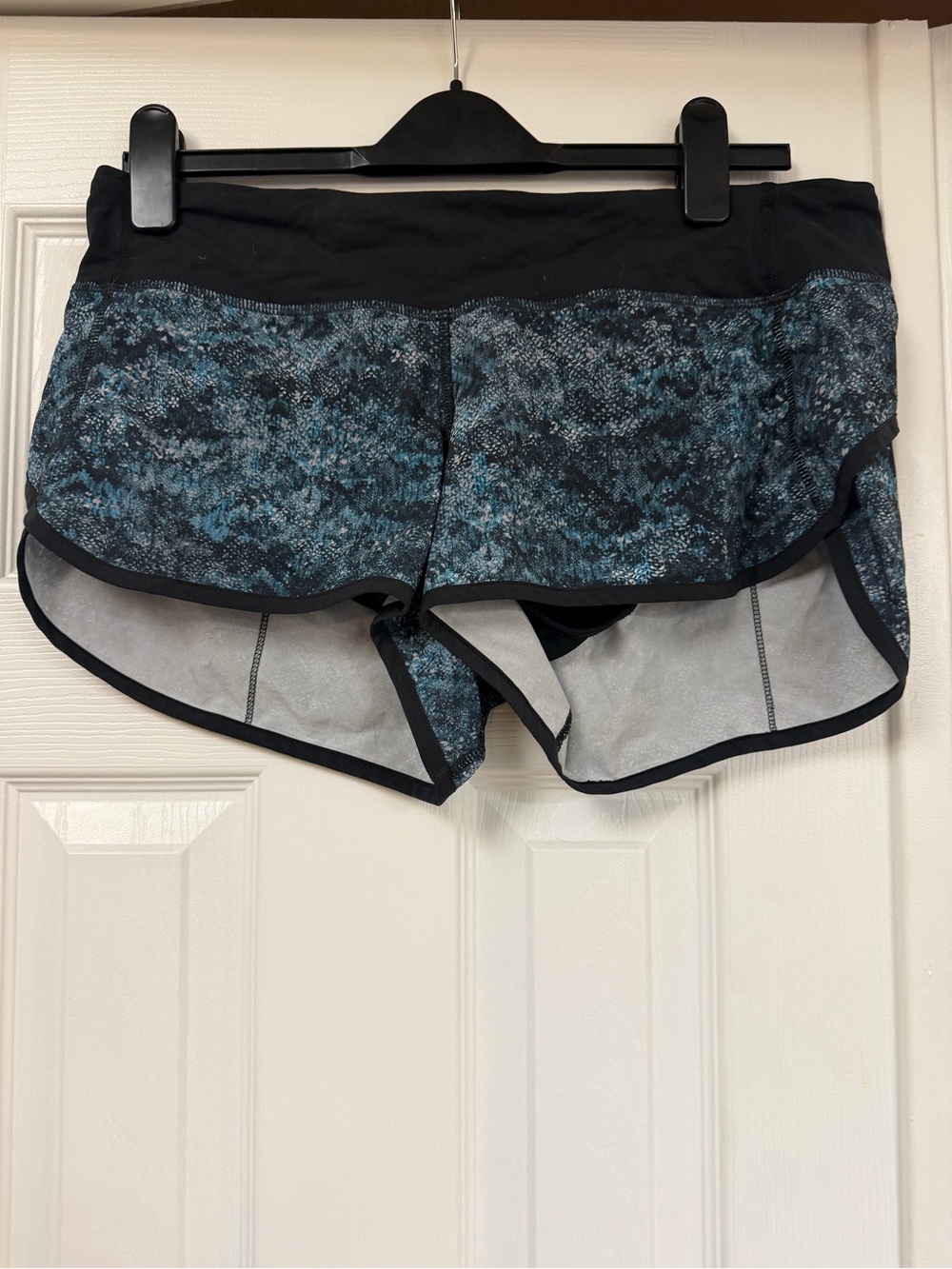 Women’s Black & Teal Patterned Running Shorts
